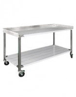 Stół roboczy ze stali kwasoodpornej AISI 304 na kołach z bandą  1